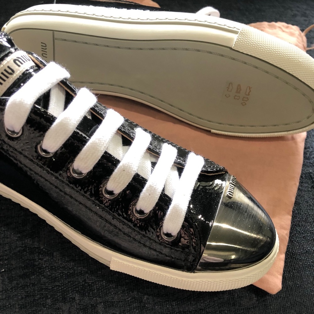 Miu Miu black patent leather sneakers